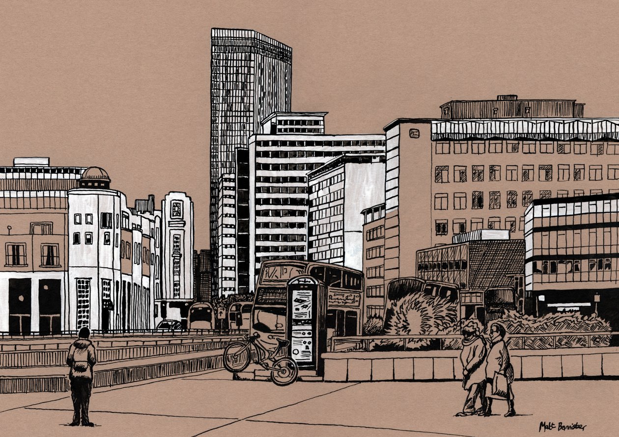 Wellesley Road - Croydon, 2016 (inchiostro acrilico su tavola) da Matt Bannister
