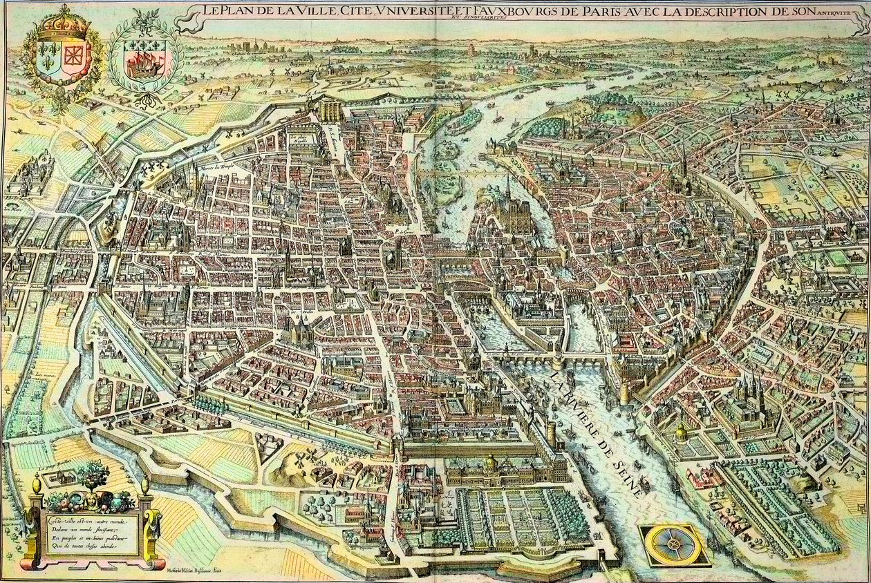 Piano di Parigi nel 1615. Incisione di Mathieu Merian da Mattaus the Younger Merian