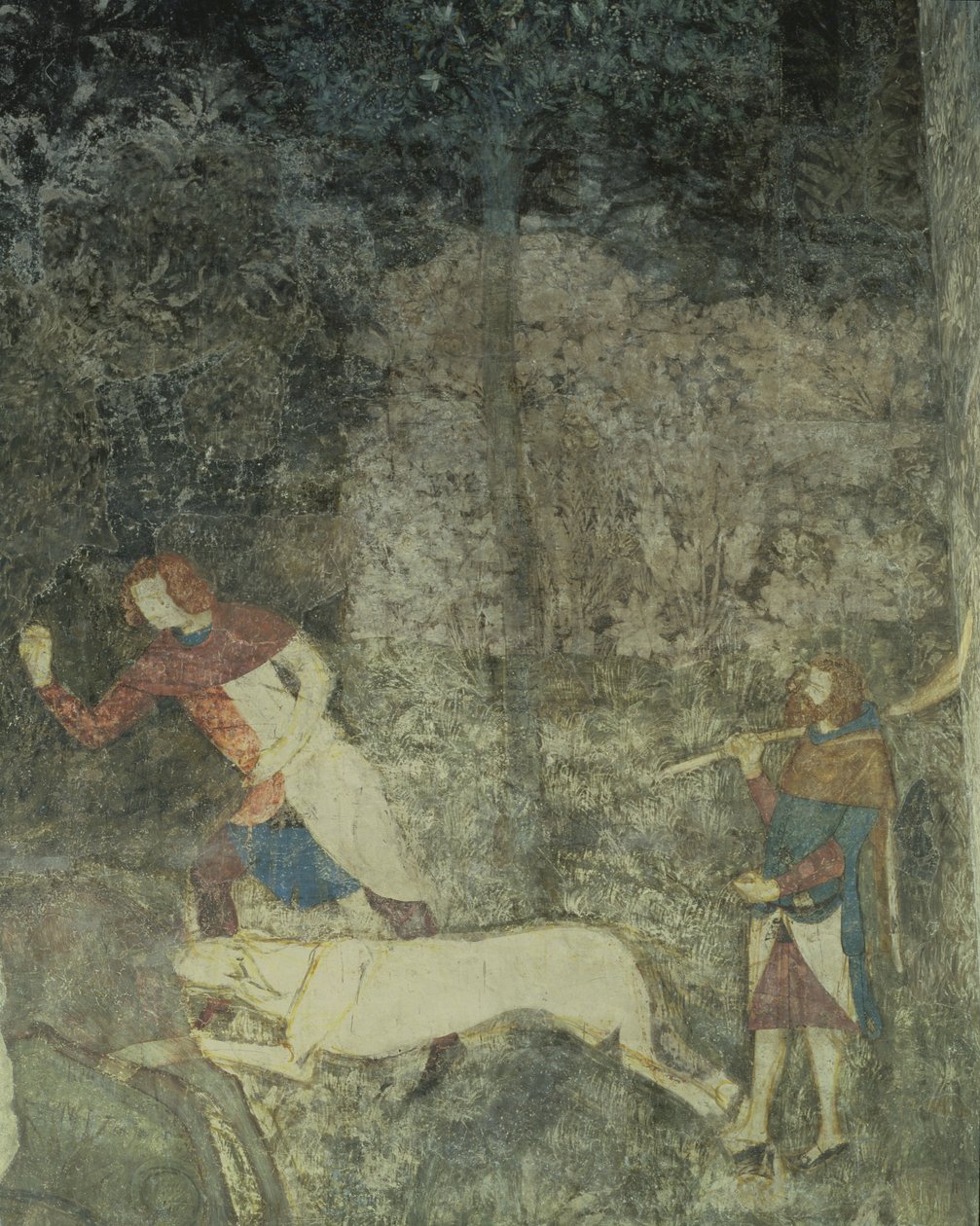 Uomini che cacciano con i cani, (dettaglio decorativo) da Matteo Giovanetti