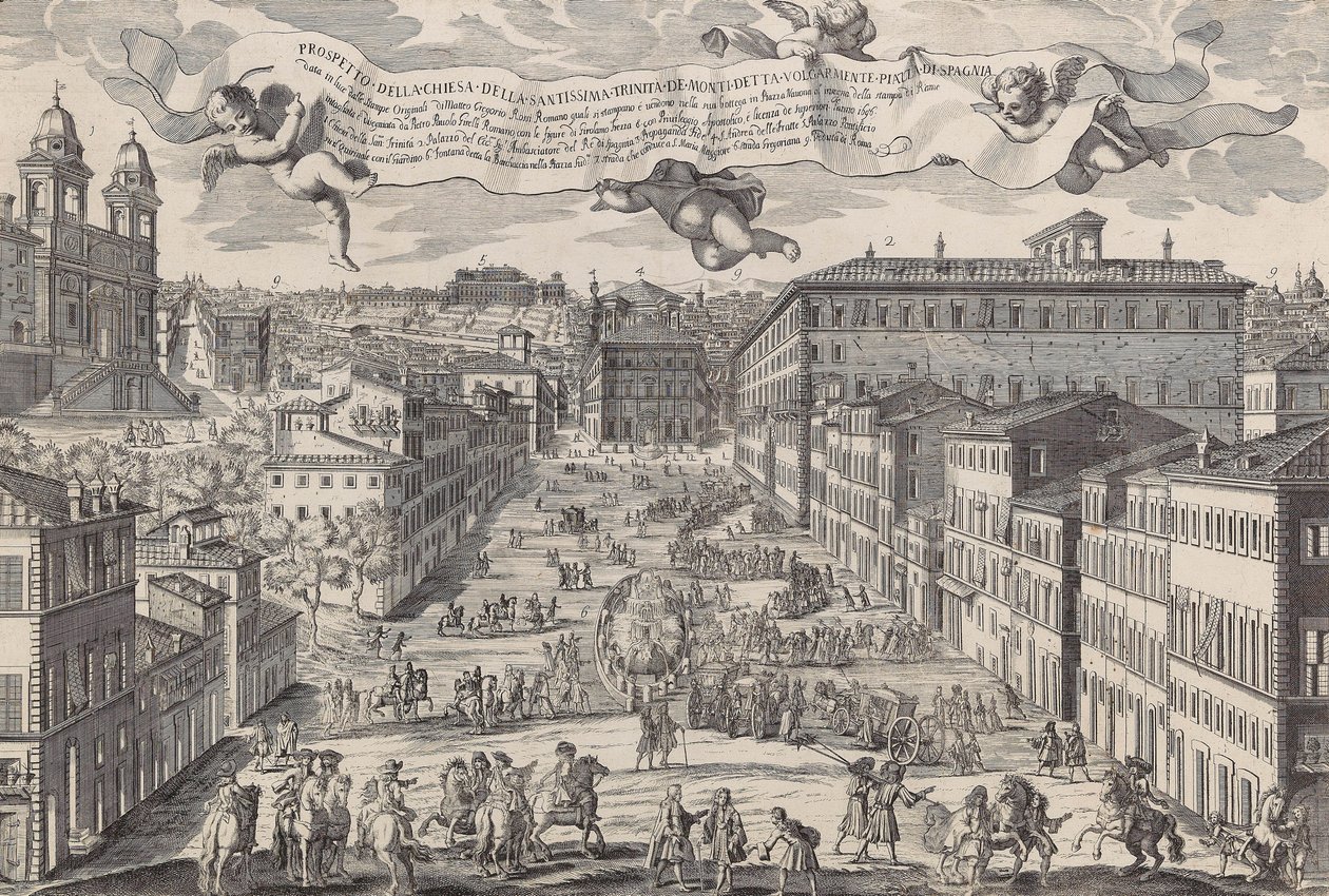 Prospetto della chiesa della Santissima Trinità dei Monti detta volgarmente Piazza di Spagna, 1696 da Matteo Gregorio de Rossi