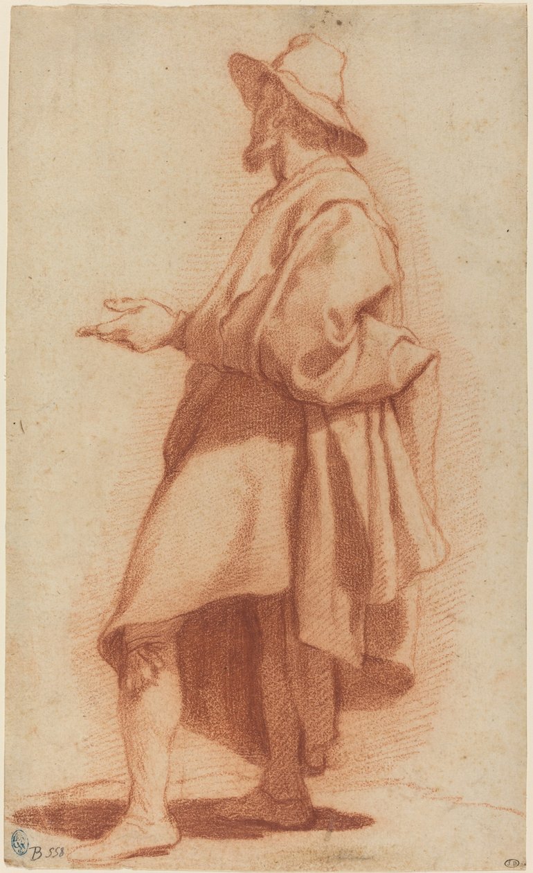 Uomo in Piedi con Mantello e Cappello da Matteo Rosselli