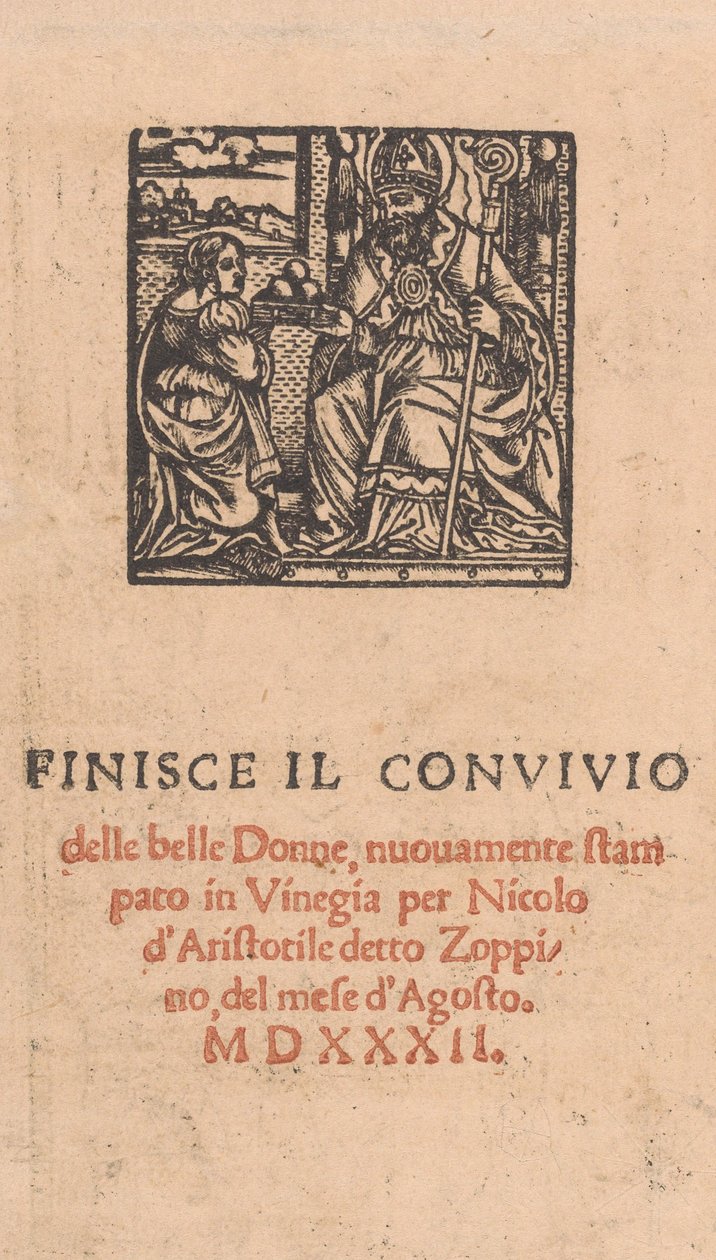 Convivio delle Belle Donne, pagina 22 verso, agosto 1532 da Matteo da Treviso
