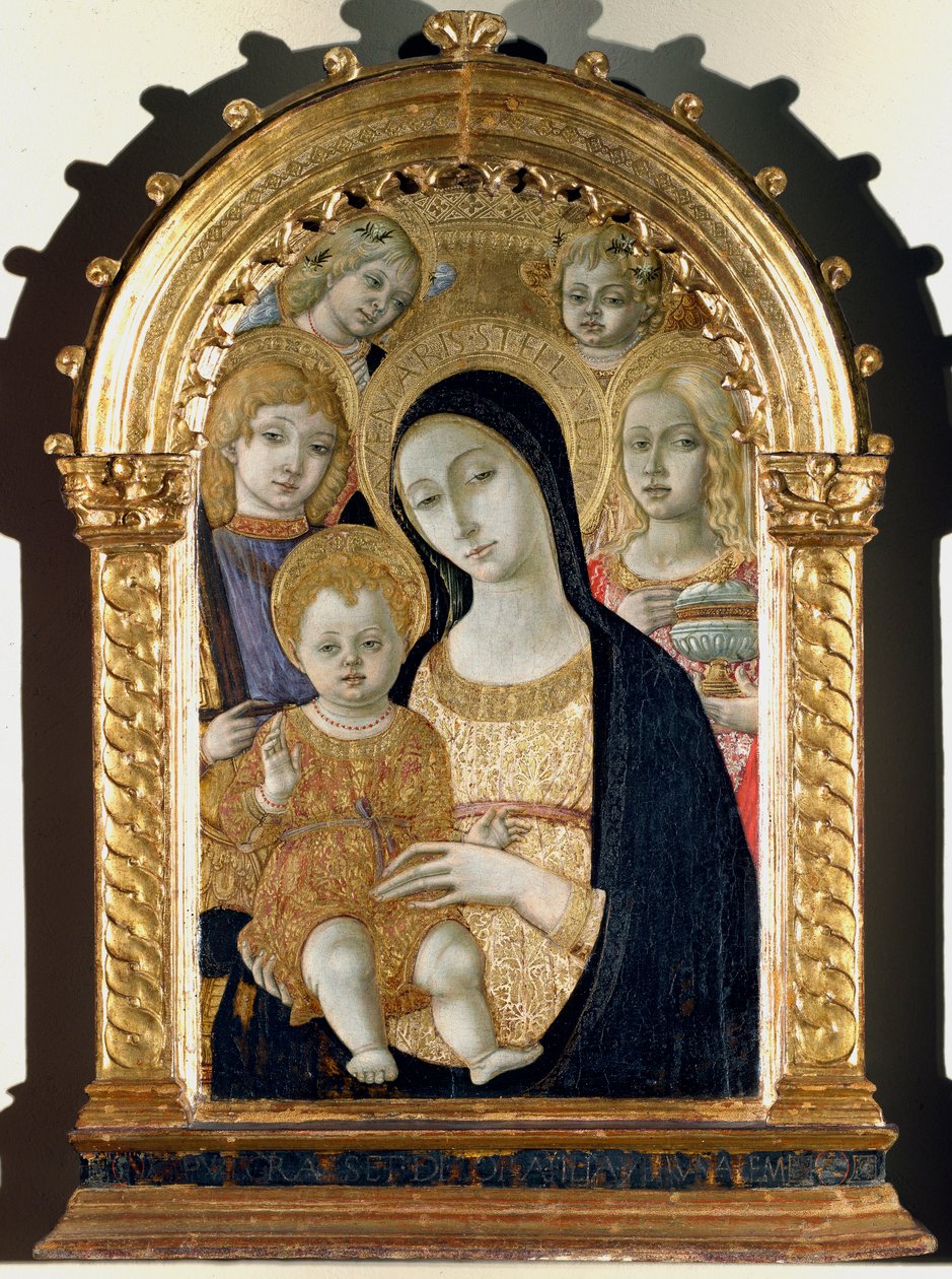 Vergine con Bambino Gesù, San Michele, Santa Maria Maddalena da Matteo di Giovanni di Bartolo