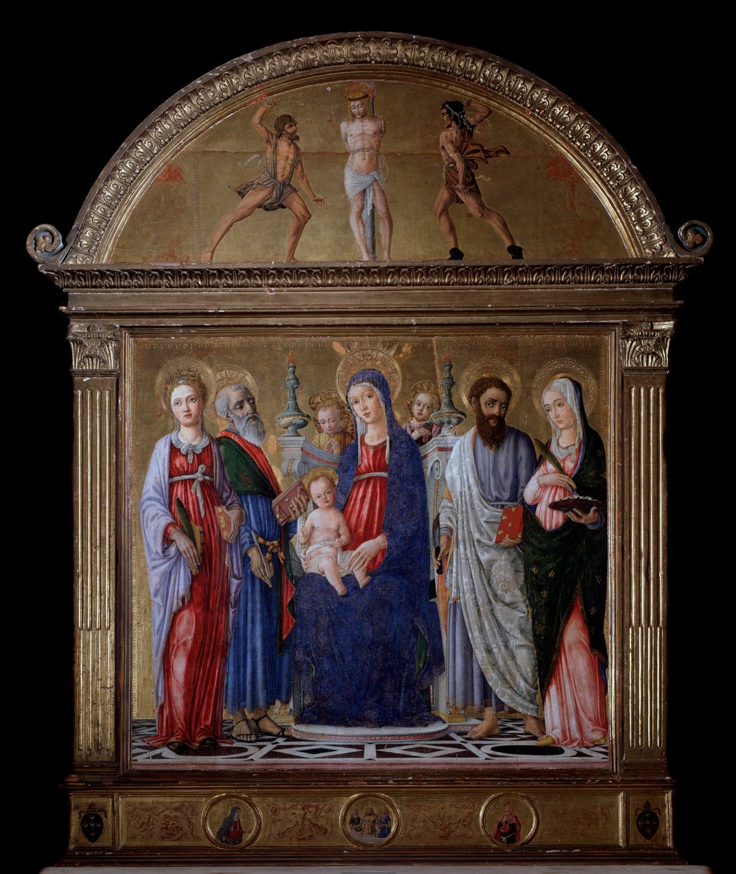 Vergine con bambino e San Bartolomeo, Santa Caterina, Santa Lucia e San Matteo da Matteo di Giovanni di Bartolo