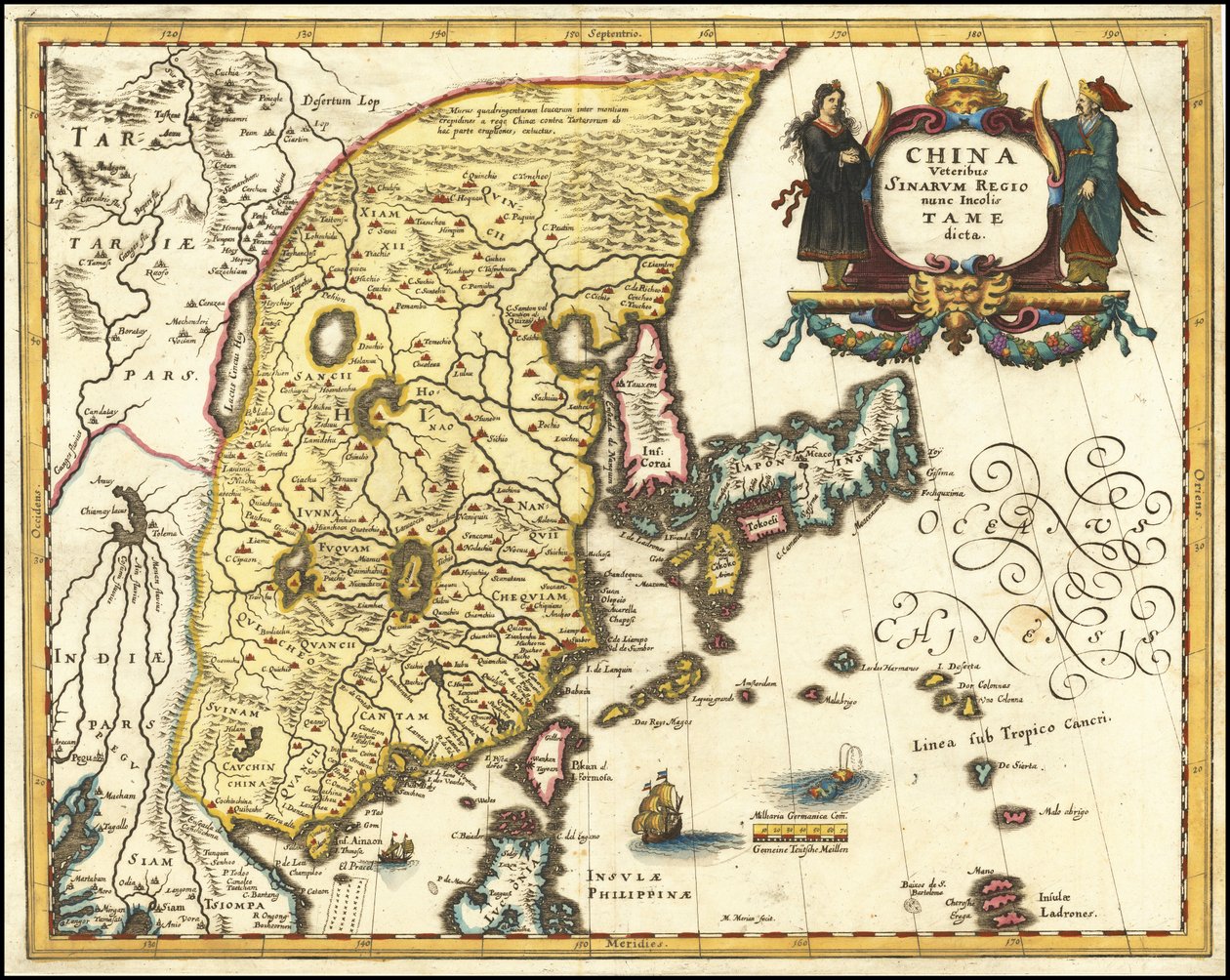 Carta della Cina, del Giappone e della Corea del 1636 di Matthäus Merian da Matthaus Merian