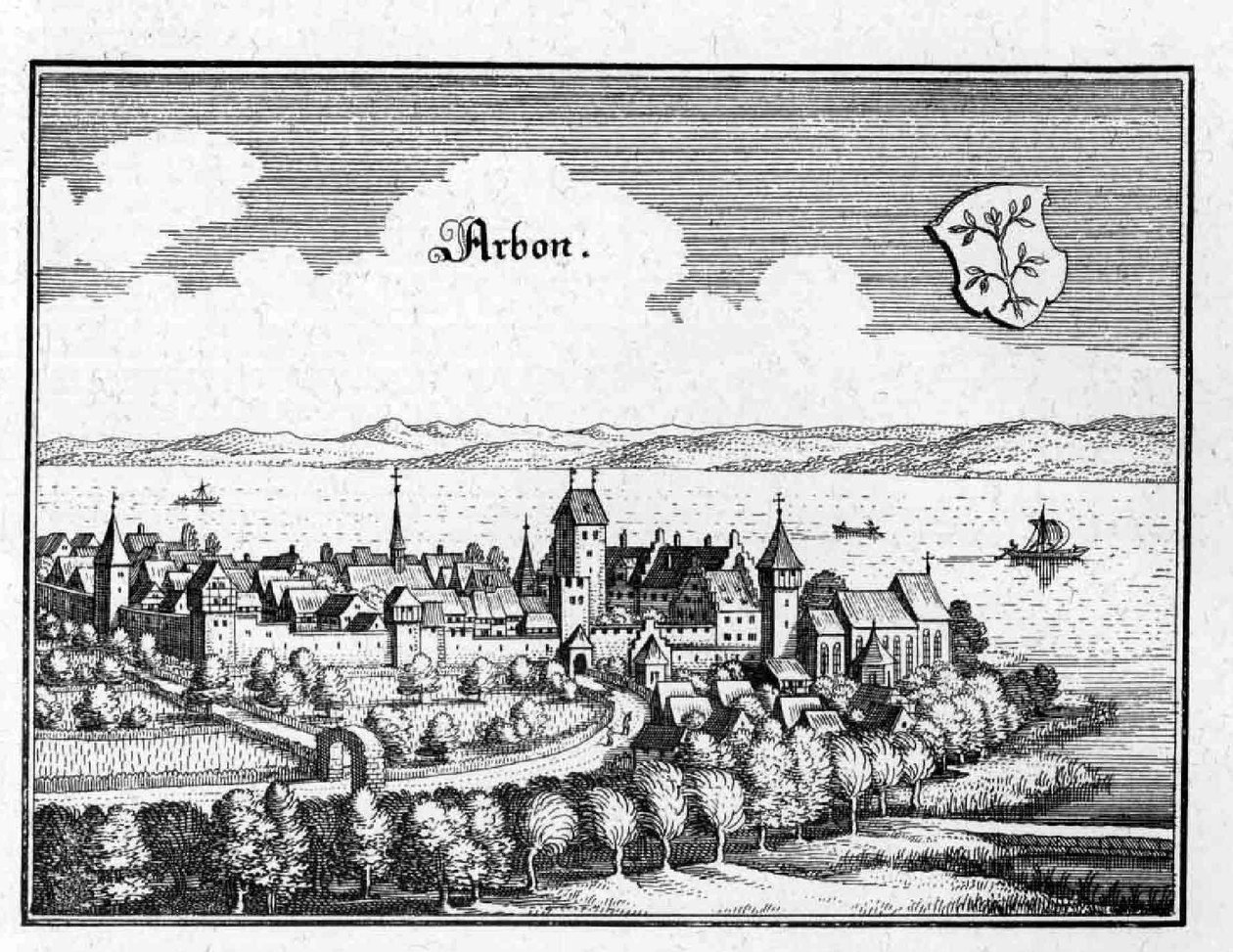 Arbon - estratto da Topographia Sueviae (Schwaben) da Matthaus Merian