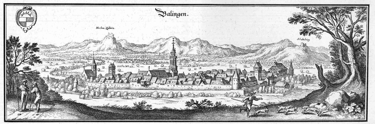 Balingen - estratto da Topographia Sueviae (Schwaben) da Matthaus Merian