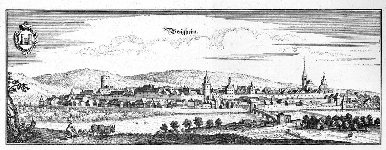 Besigheim - estratto da Topographia Sueviae (Schwaben) da Matthaus Merian
