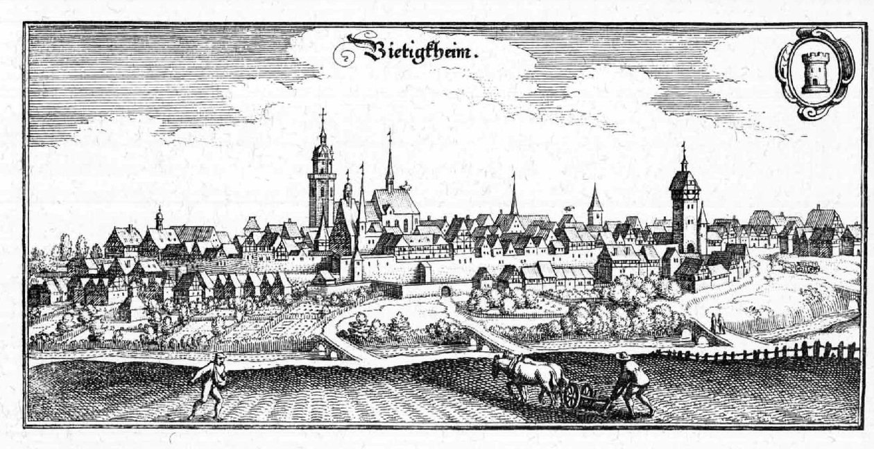Bietigheim - estratto da Topographia Sueviae (Schwaben) da Matthaus Merian