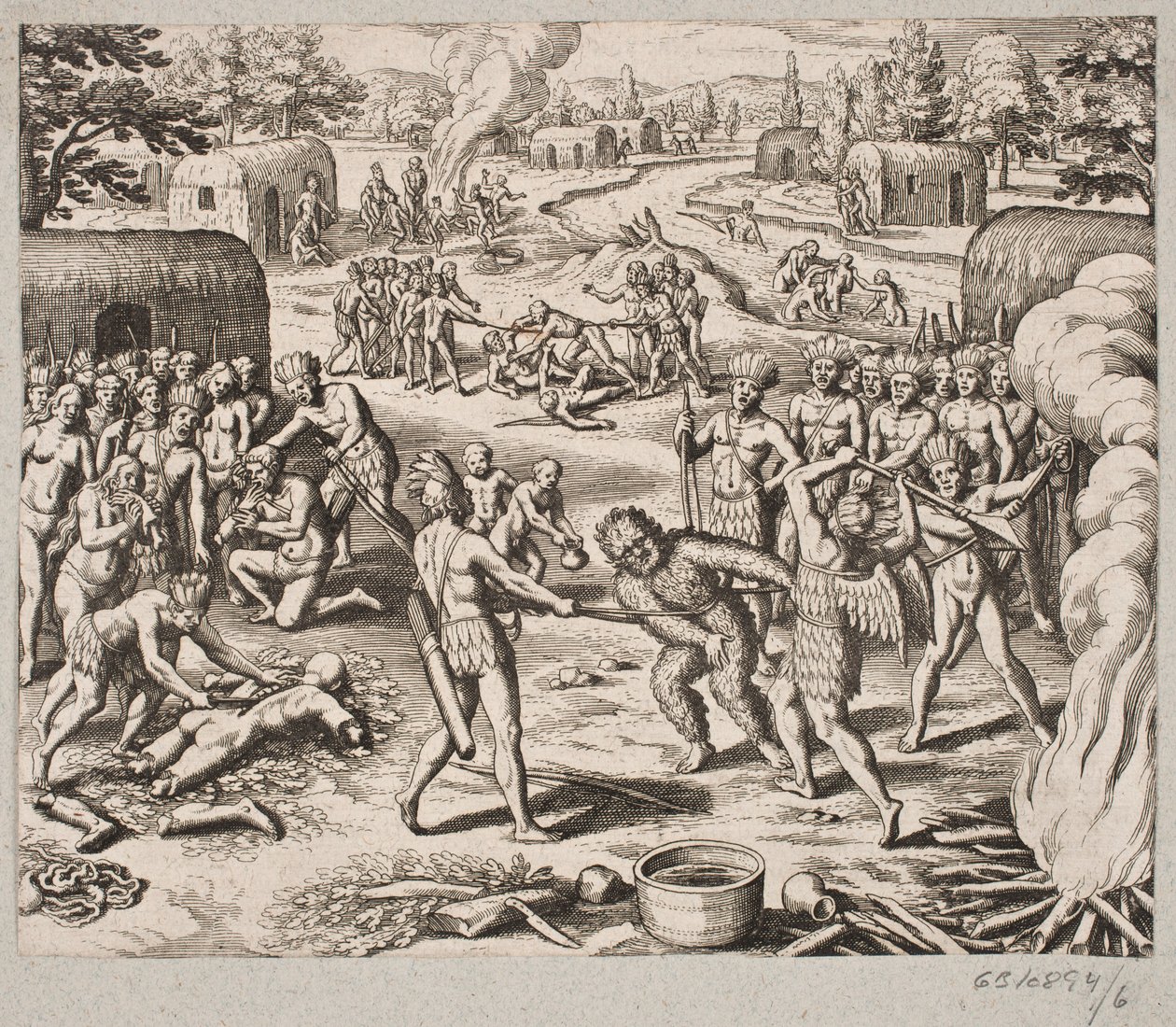 Quando catturano uno dei loro nemici, viene giustiziato e mangiato in modo barbaro e disumano da Matthäus Merian d.Æ.