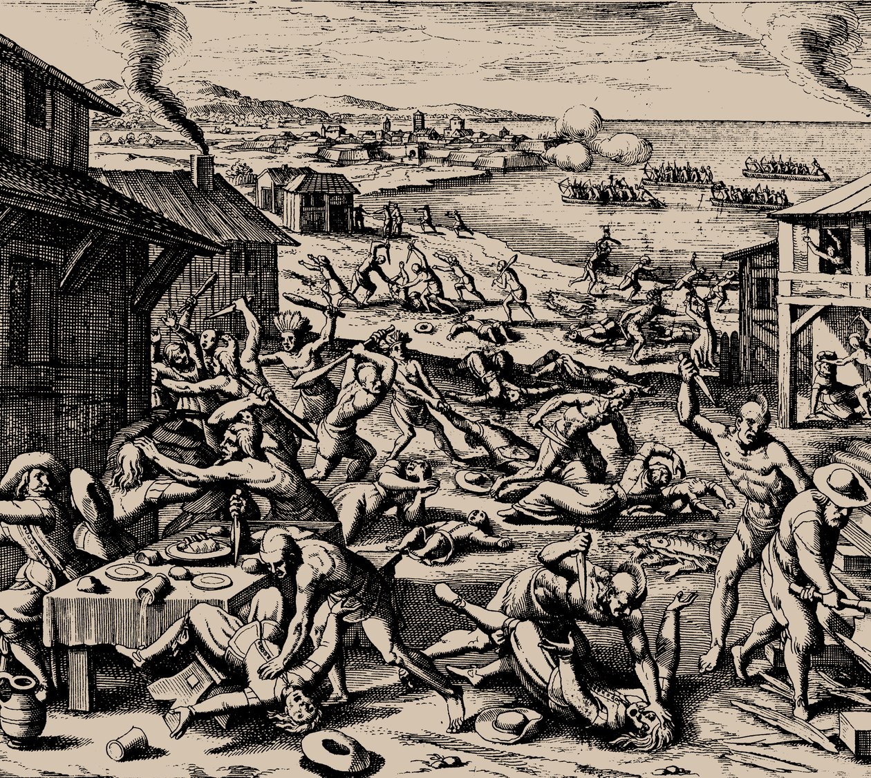 Attacco dei Powhatan del 22 marzo 1622, 1628 da Matthaus the Elder Merian