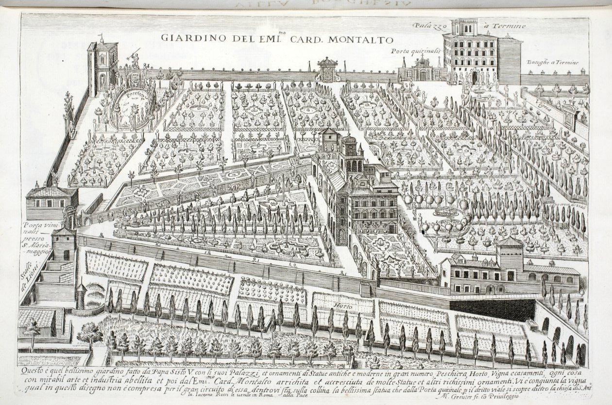 Veduta dei Giardini del Cardinale Montalto, c.1620 da Matthaus Greuter
