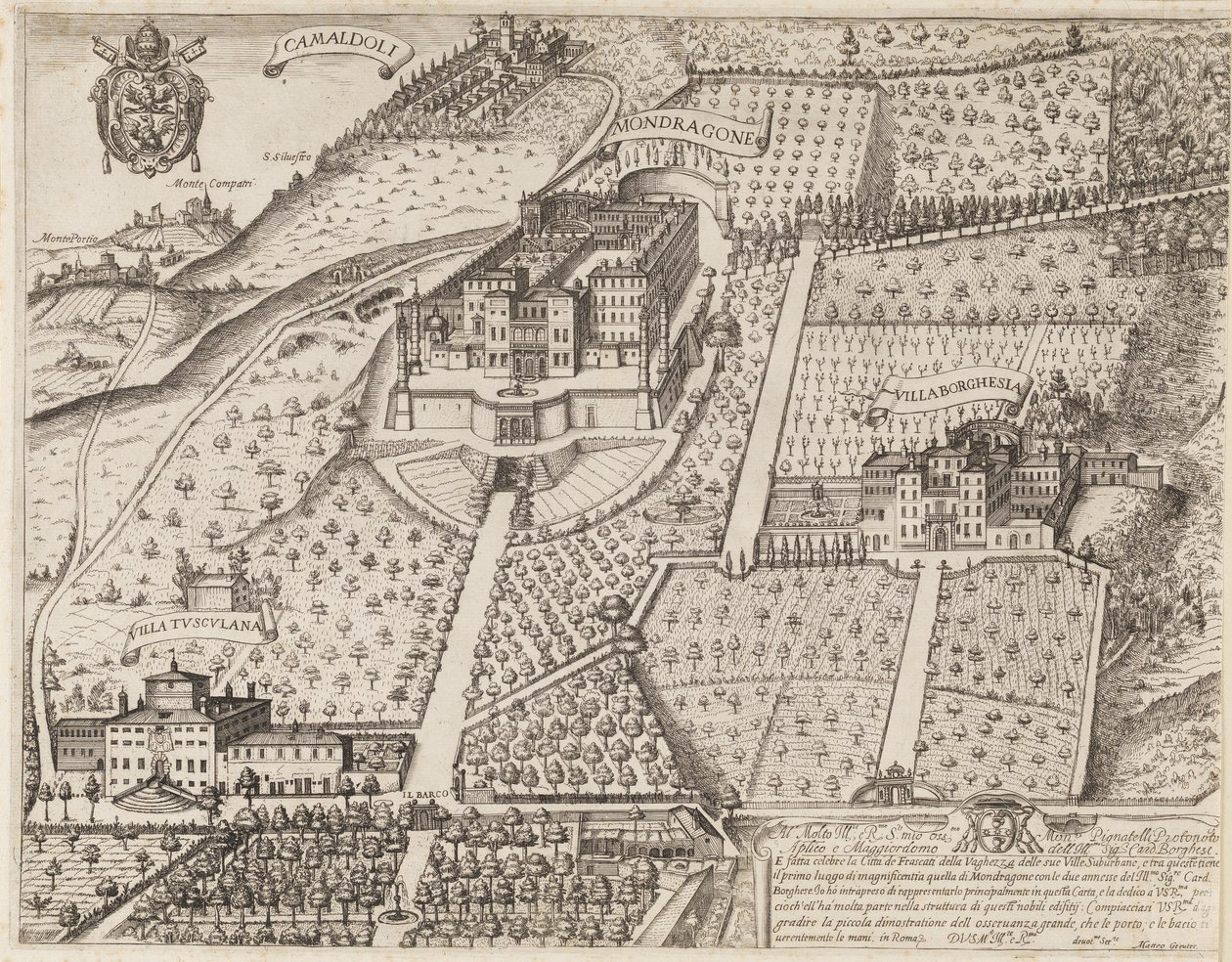Veduta di Frascati e dintorni da Matthaus Greuter