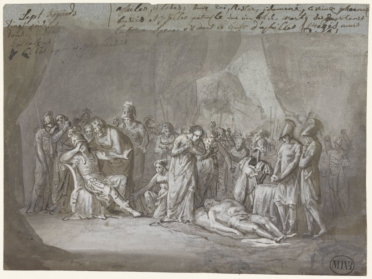 Il corpo di Patroclo pianto nella tenda di Achille da Mattheus Ignatius van Bree