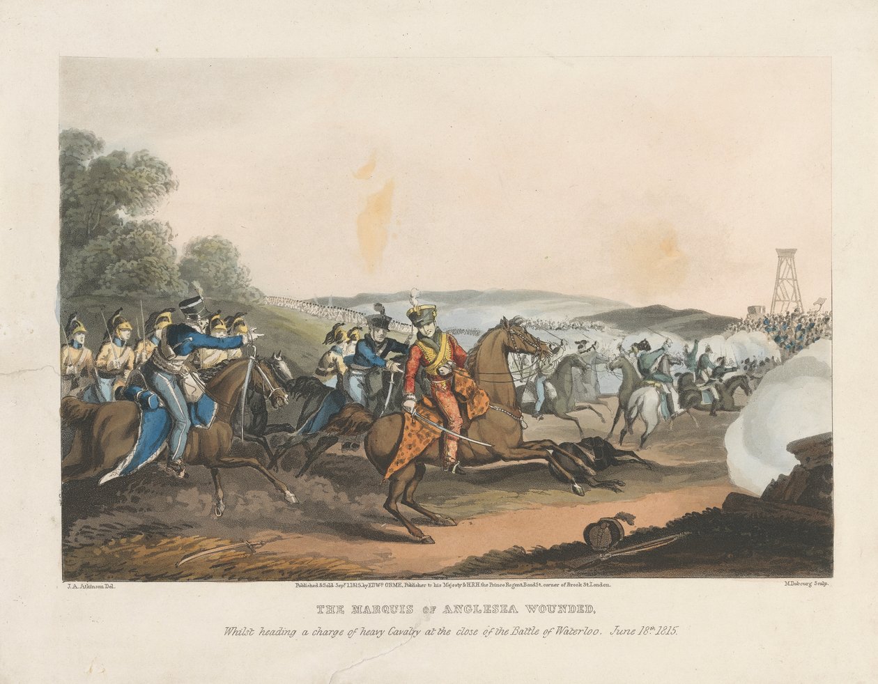 Il marchese di Anglesea ferito mentre guidava una carica di cavalleria pesante alla fine della battaglia di Waterloo, 18 giugno 1815 da Matthew Dubourg
