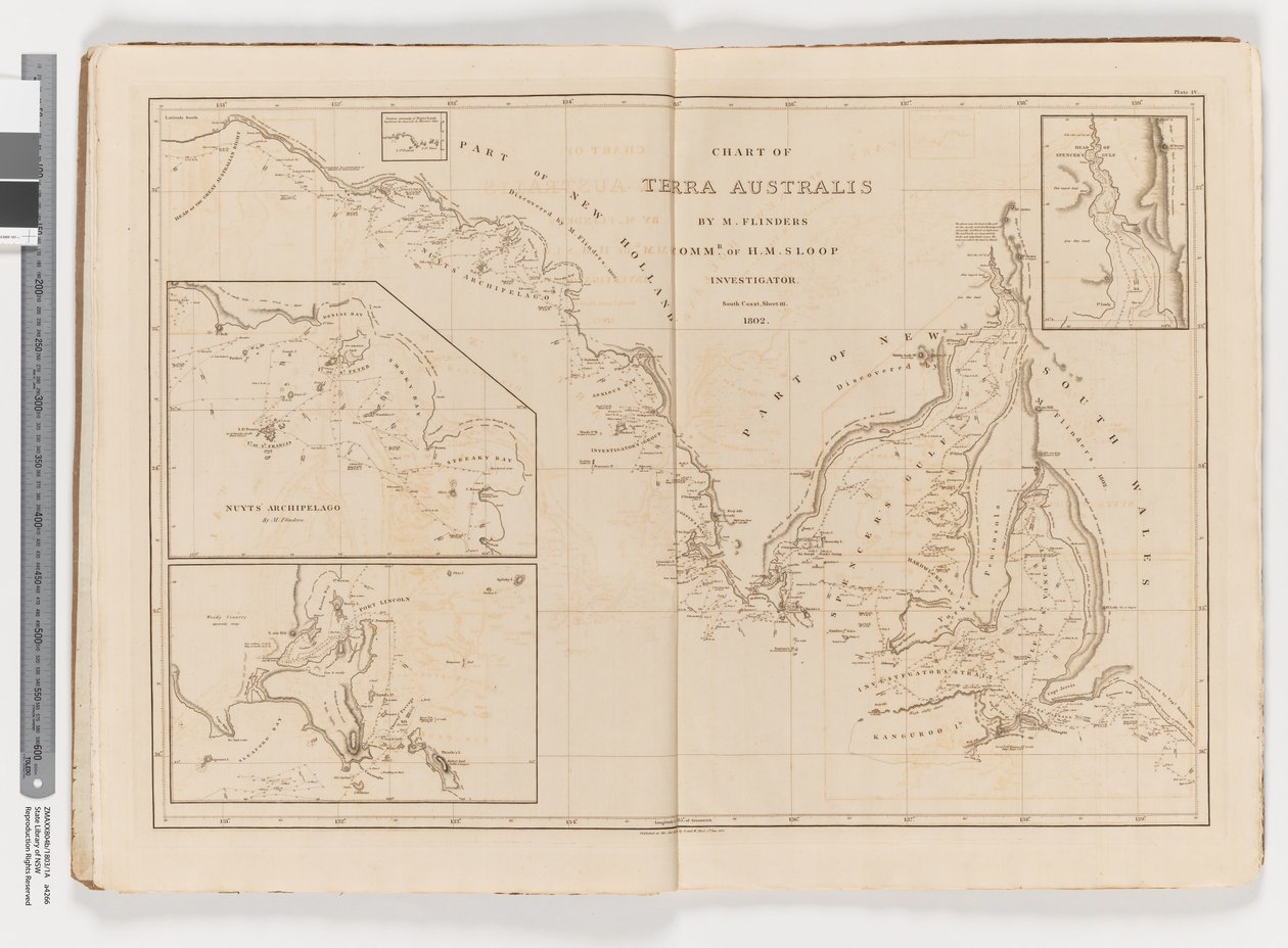 Carta di Terra Australis, Costa Sud, Foglio III da Matthew Flinders
