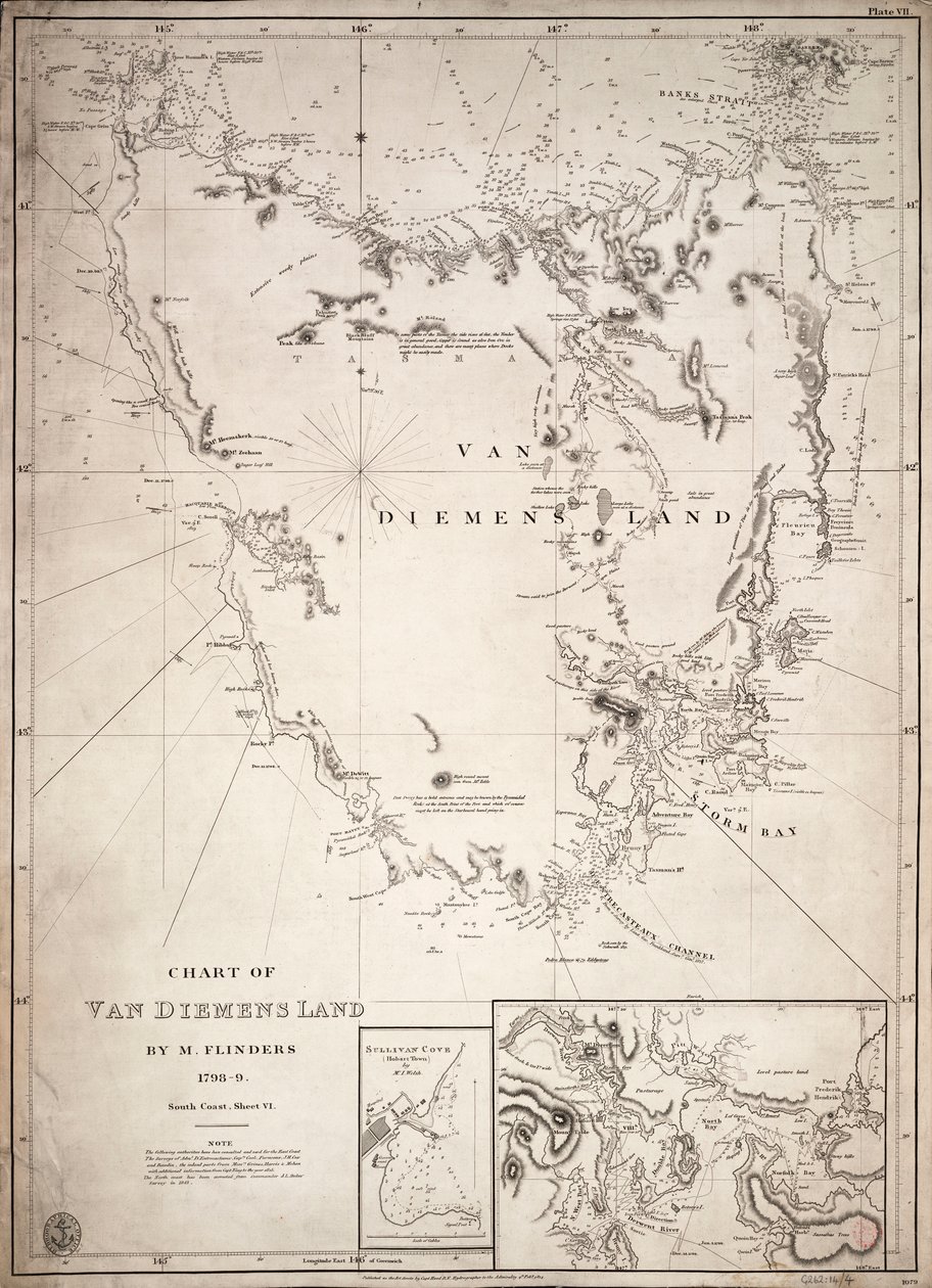Carta della Terra di Van Diemen, foglio VI da Matthew Flinders