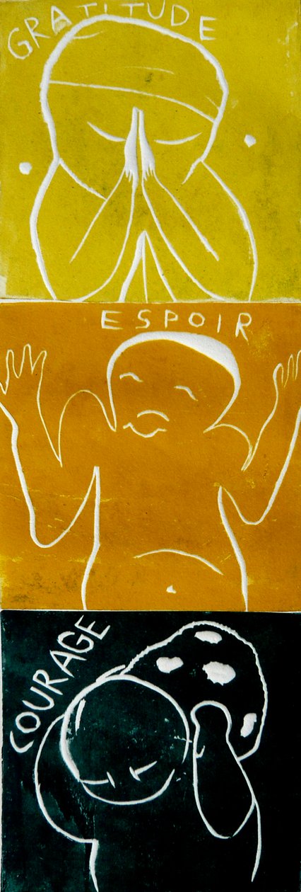 coraggio speranza gratitudine alt, 2005 (linoprint) da Matthew Hilton