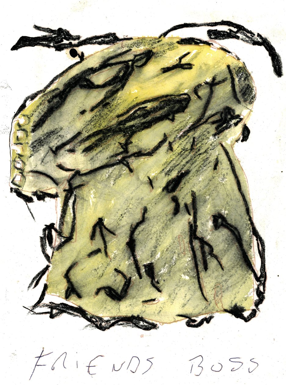 capo di un amico, 2021 (acquarello, pastello) da Matthew Hilton