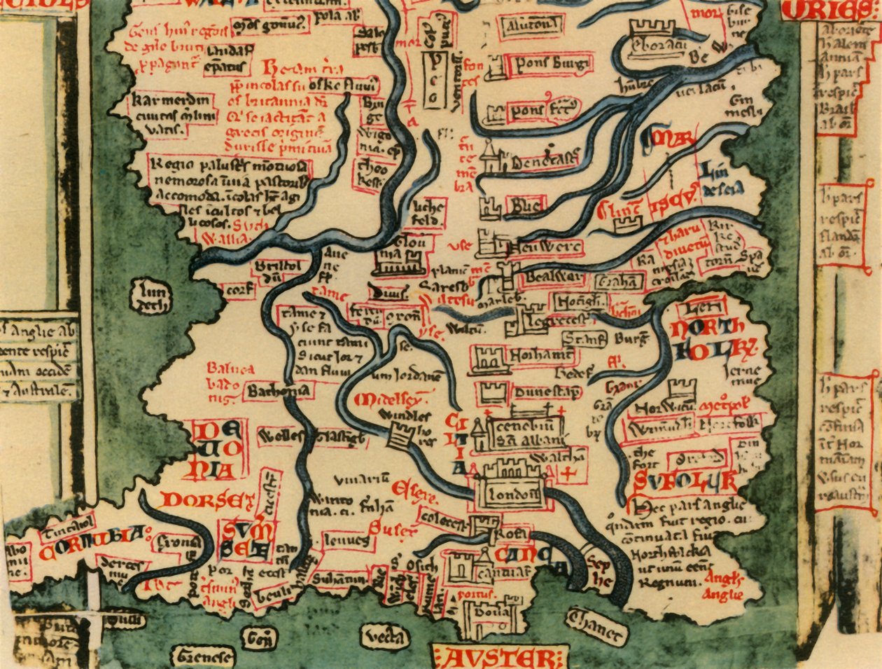 Mappa della Gran Bretagna di Matthew Paris, c.1250, 1944 da Matthew Paris