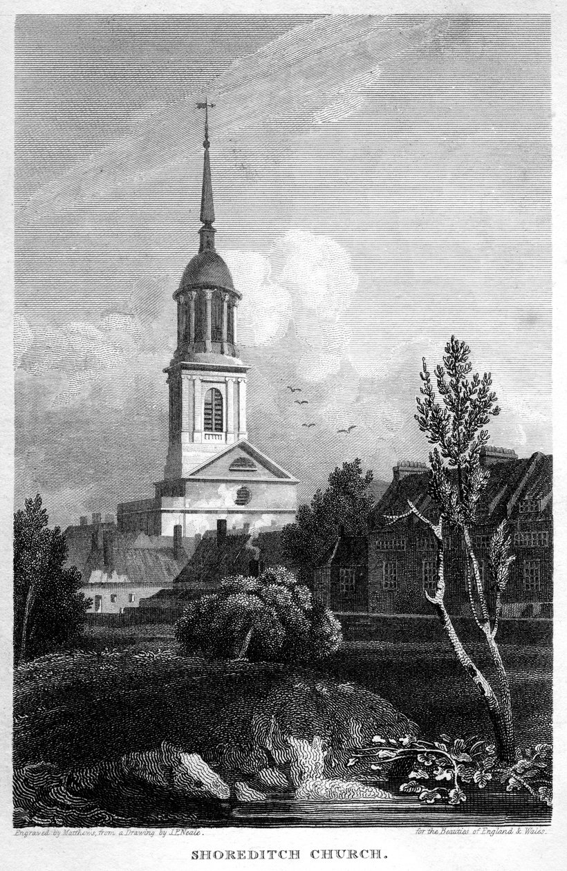 Chiesa di Shoreditch, Londra, 1815 da Matthews
