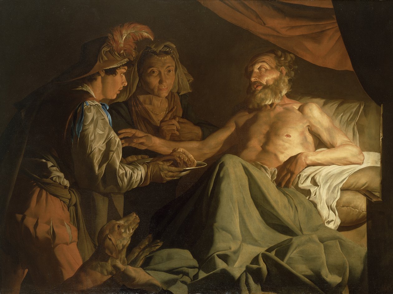 Isacco Benedice Giacobbe, c.1600-50 da Matthias Stomer