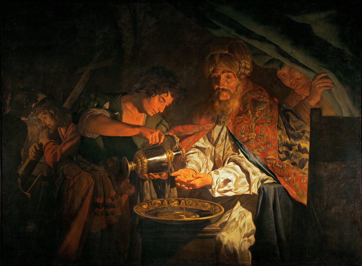 Ponzio Pilato si lava le mani ... da Matthias (c.1600 p.1650) Stomer