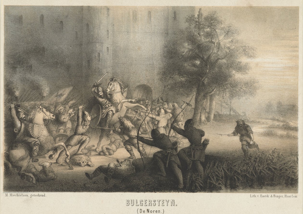 Bulgersteyn assediato dai Normanni, ca. 810 da Matthijs Willem Gerardus Michielsen