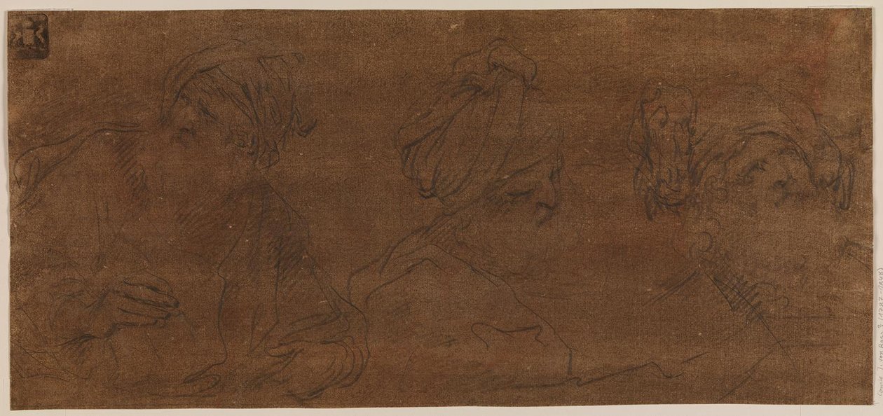 Tre studi di un vecchio con un turbante da Mattia Preti