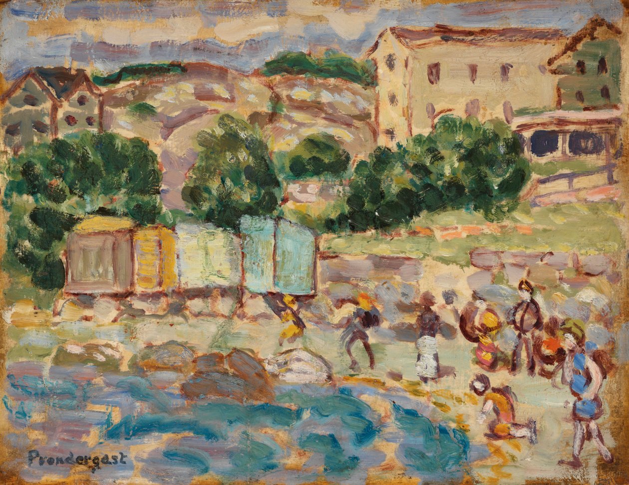 Spiaggia e villaggio da Maurice Brazil Prendergast