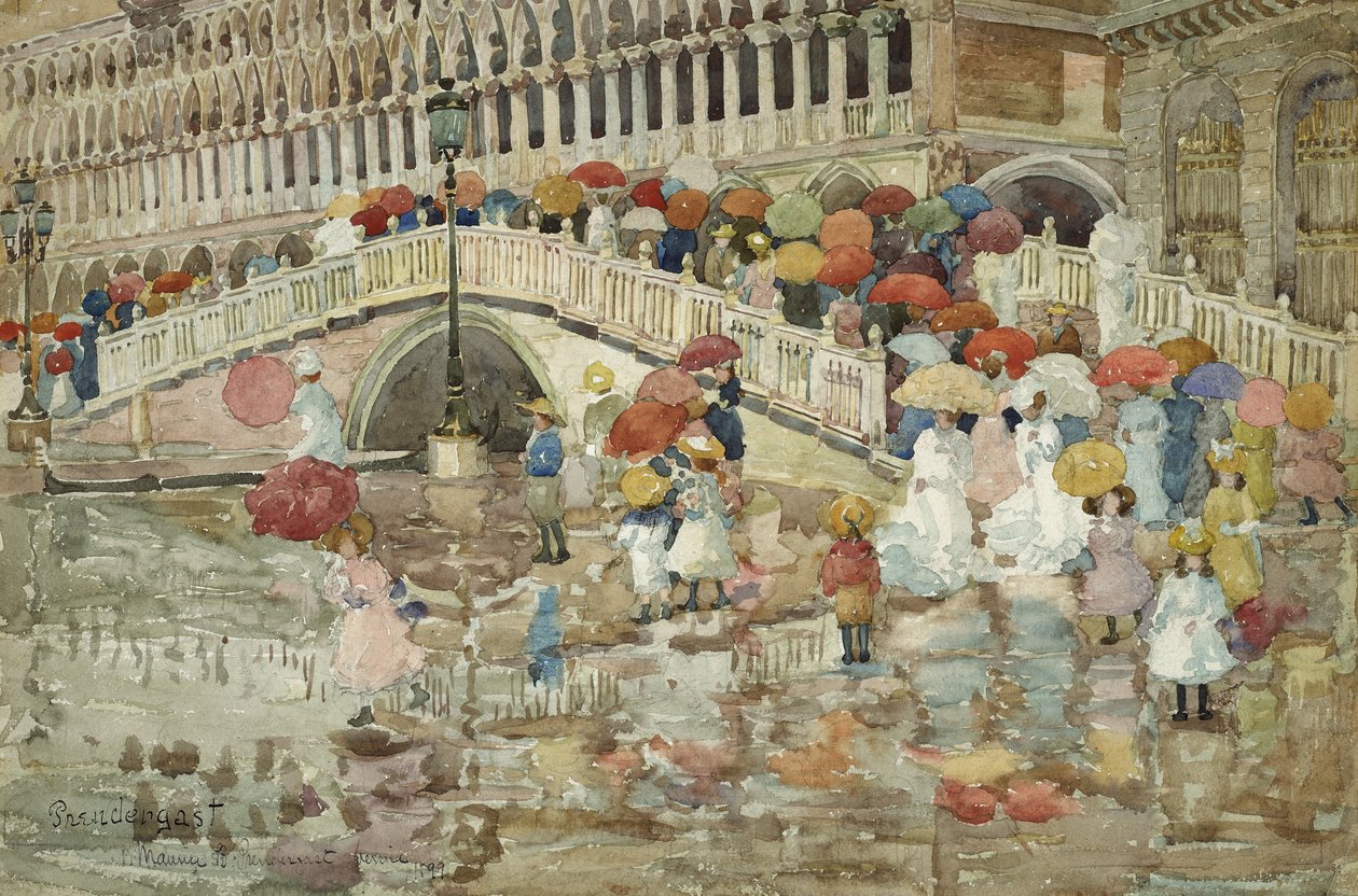 Ombrelli sotto la pioggia da Maurice Brazil Prendergast