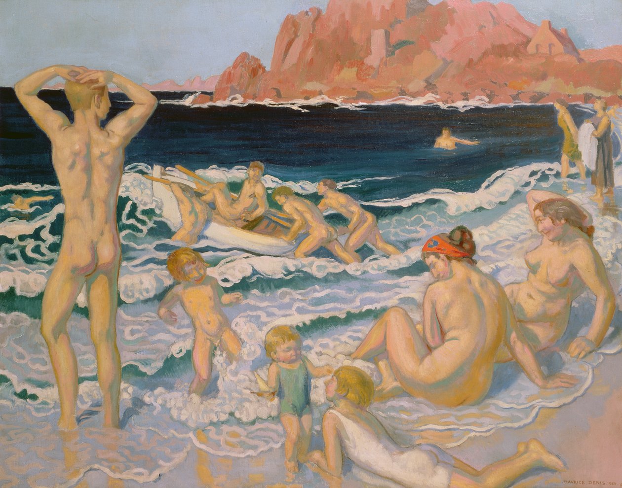Scena di spiaggia con una barca da Maurice Denis