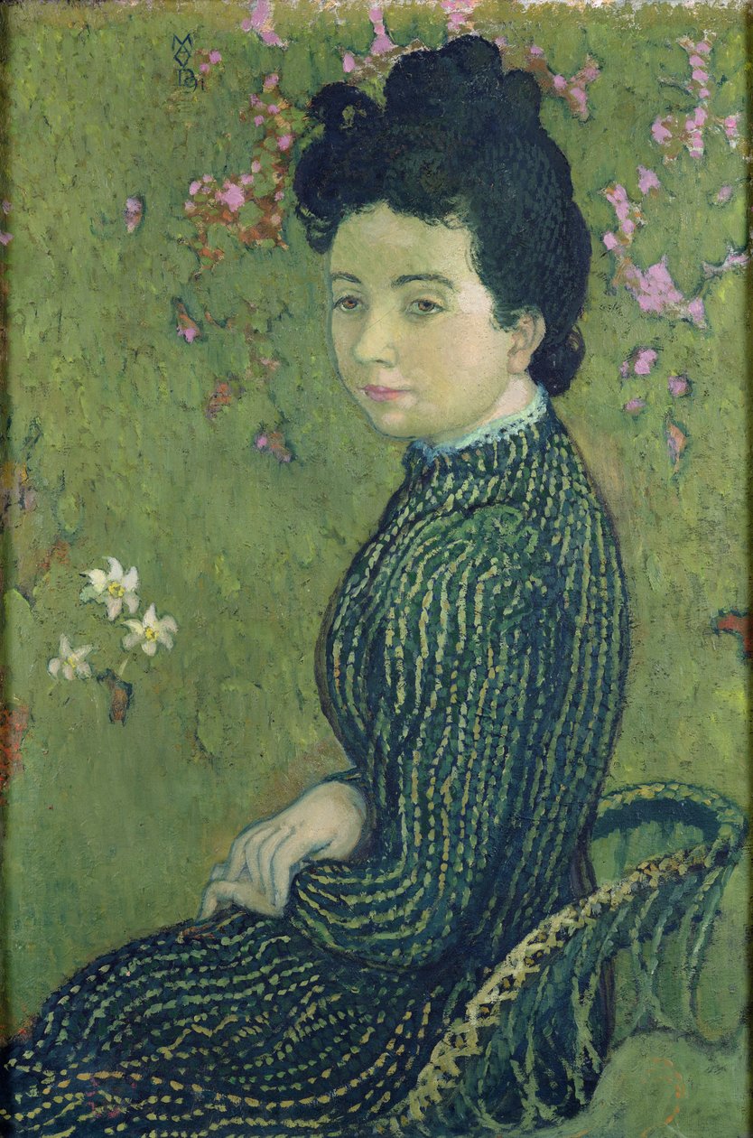 Ritratto di Eva Meurier in un vestito verde, 1891 da Maurice Denis