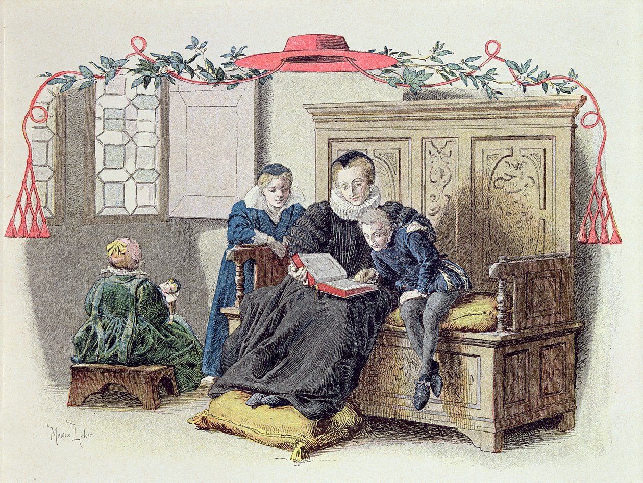 Armand-Jean du Plessis, Cardinale Richelieu (1585-1642) da bambino, illustrazione da una vita di Richelieu di Theodore Camu, 1910 da Maurice Leloir