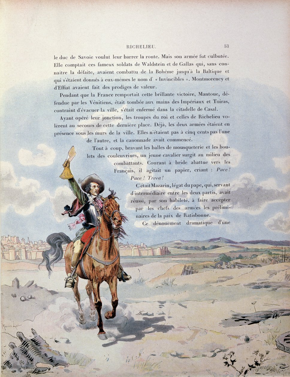 Momento di intervento del legato papale, Giulio Mazarini (1602-61) tra le truppe spagnole e papali che affrontano l