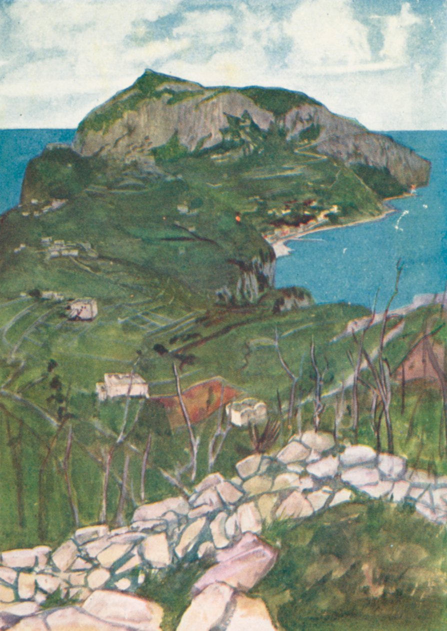 Capri da Villa Jovis (litografia a colori) da Maurice (after) Greiffenhagen