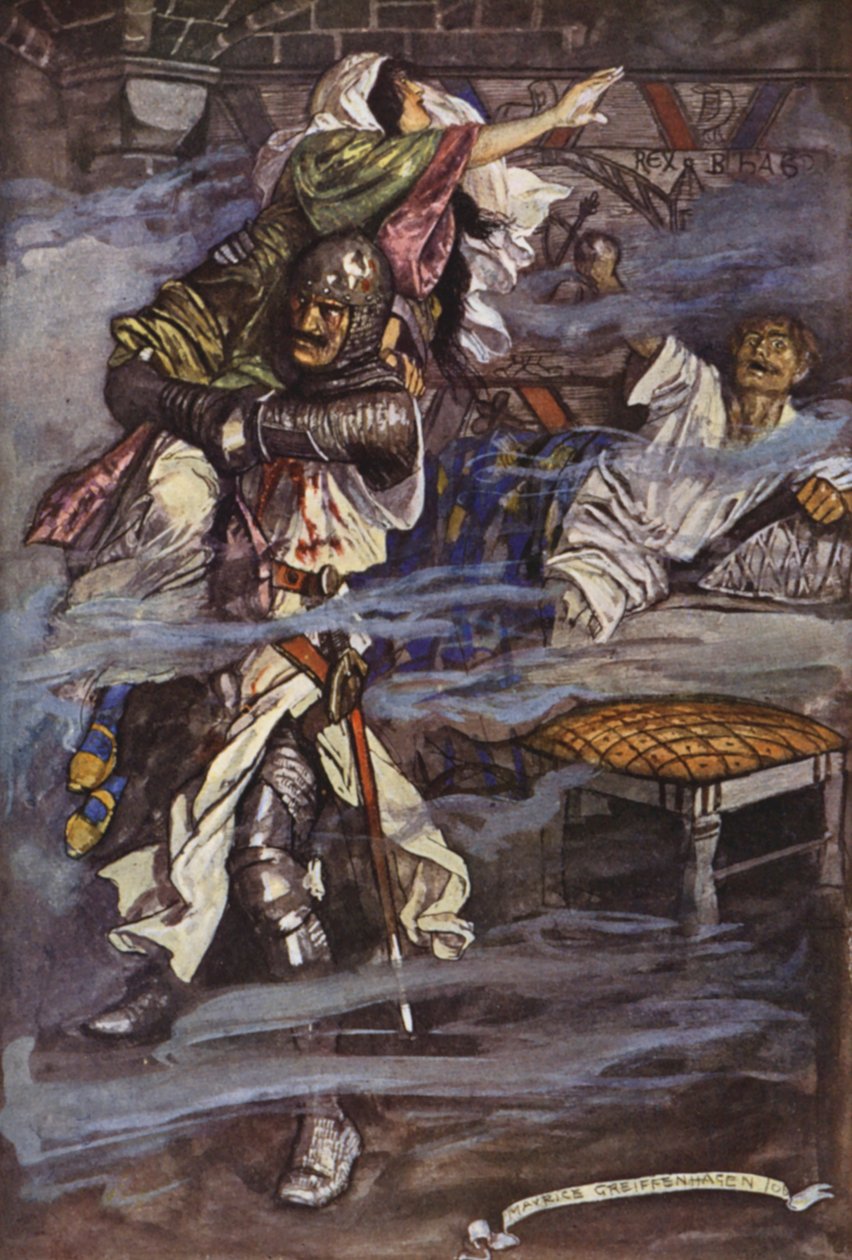 Illustrazione per Ivanhoe di Sir Walter Scott (litografia a colori) da Maurice (after) Greiffenhagen
