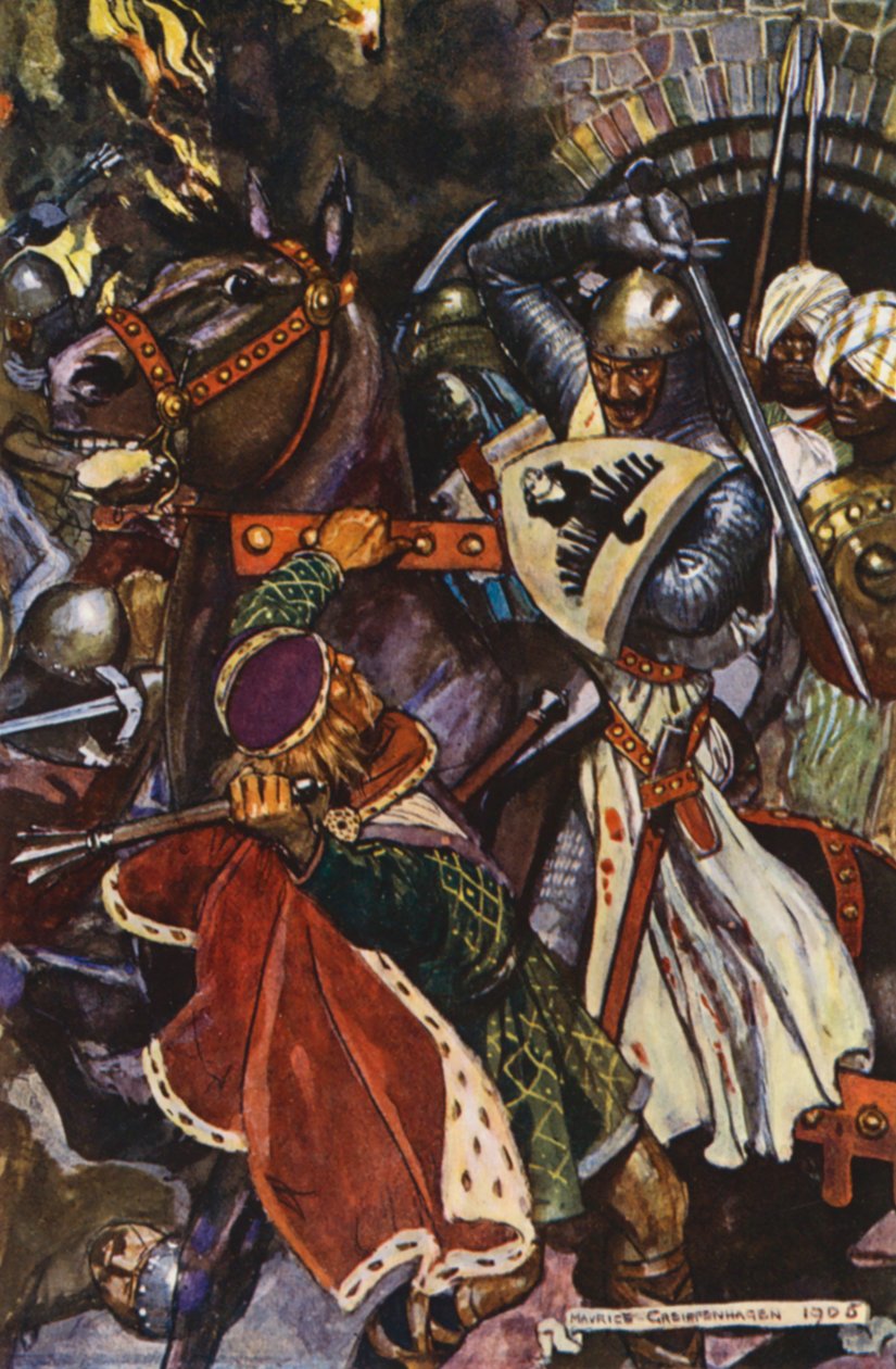 Illustrazione per Ivanhoe di Sir Walter Scott (litografia a colori) da Maurice (after) Greiffenhagen
