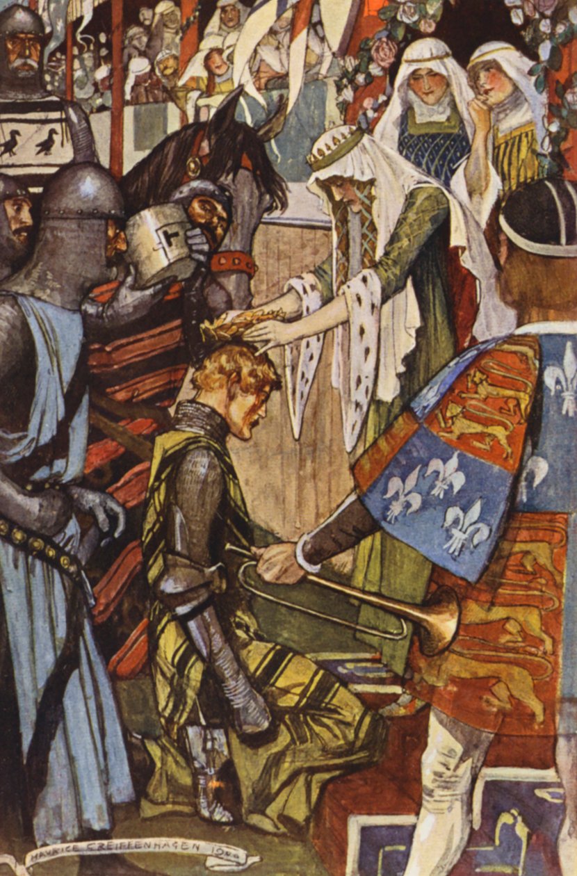 Illustrazione per Ivanhoe di Sir Walter Scott (litografia a colori) da Maurice (after) Greiffenhagen