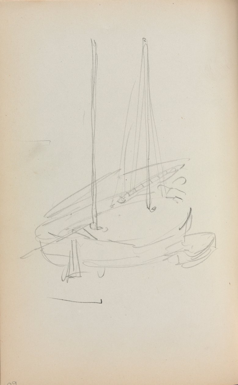 Italian Sketchbook: Barca a vela pagina 60, 1898-1899 da Maurice Brazil Prendergast