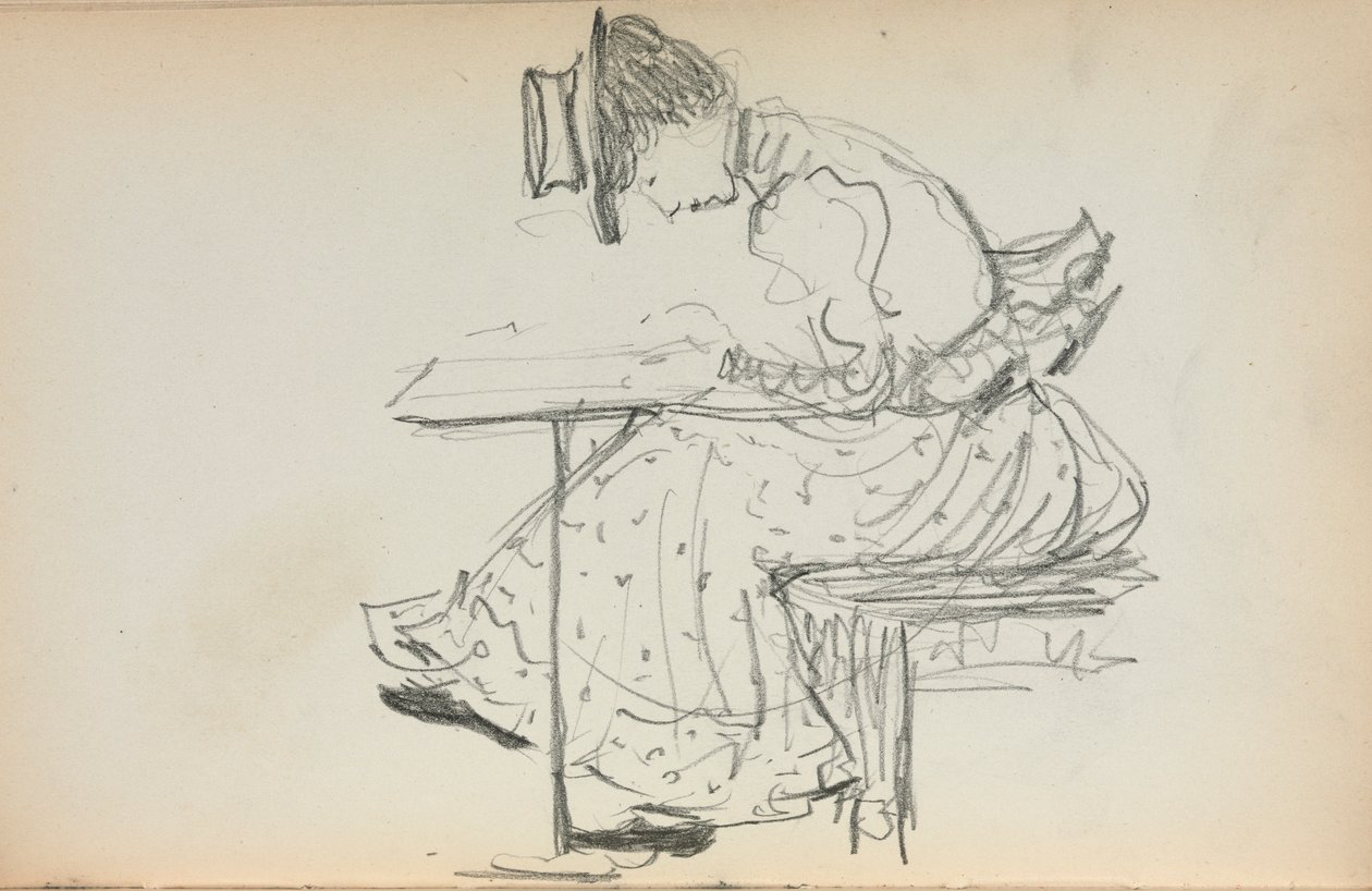 Taccuino italiano: Donna seduta pagina 107, 1898-1899 da Maurice Brazil Prendergast