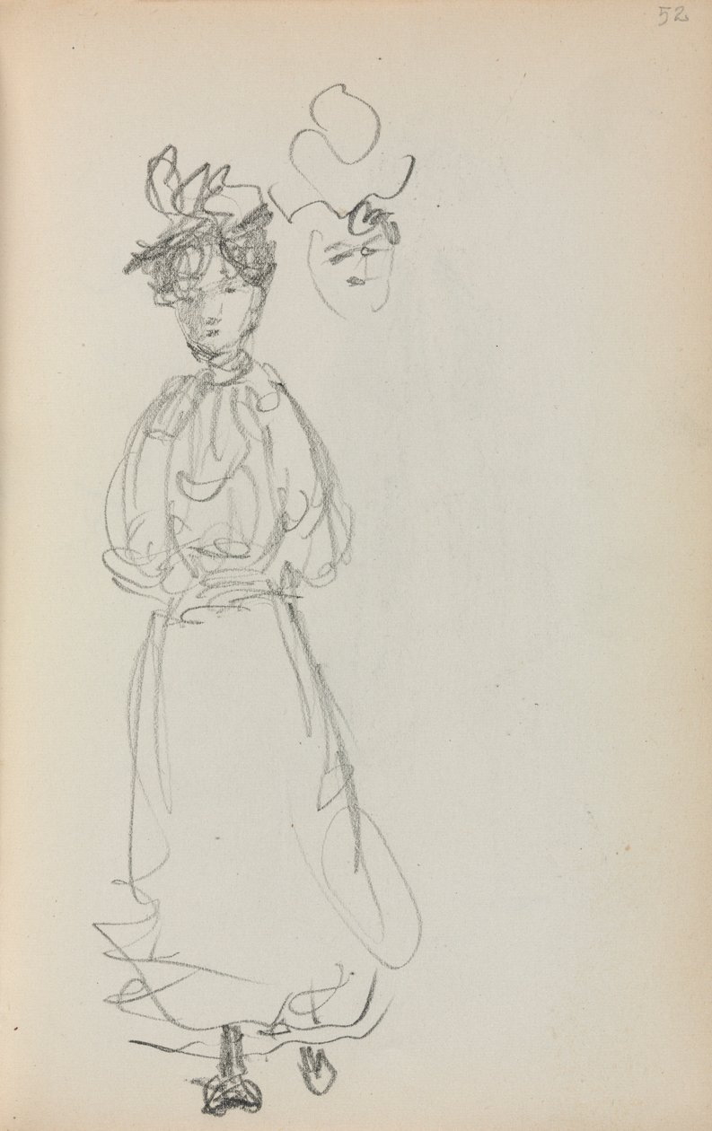 Taccuino italiano: Donna in piedi, pagina 52, 1898-1899 da Maurice Brazil Prendergast