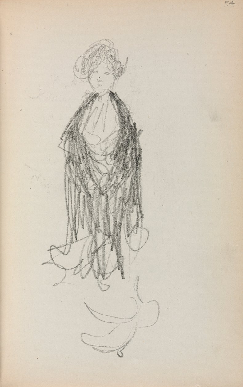 Taccuino italiano: Donna in piedi con scialle pagina 54 da Maurice Brazil Prendergast