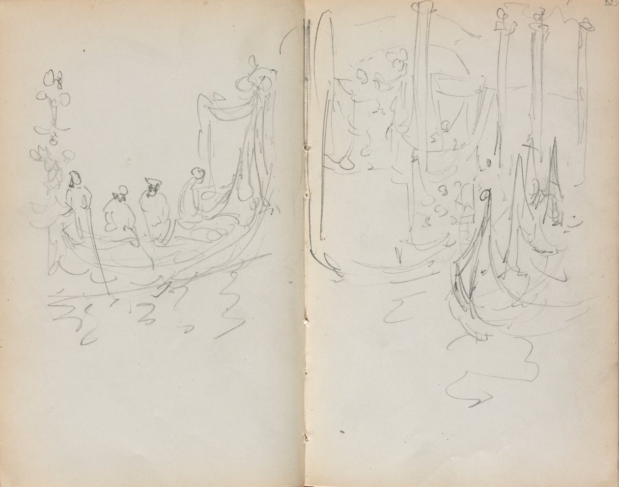 Taccuino italiano: Veduta del porto veneziano pagine 31 e 32, 1898-1899 da Maurice Brazil Prendergast