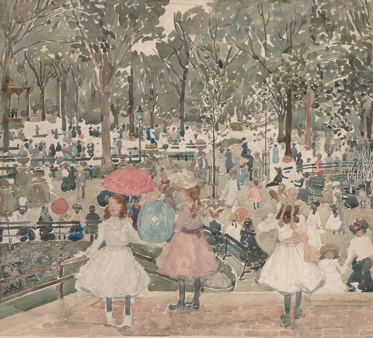 Il Mall, Central Park, 1900-1903 da Maurice Brazil Prendergast