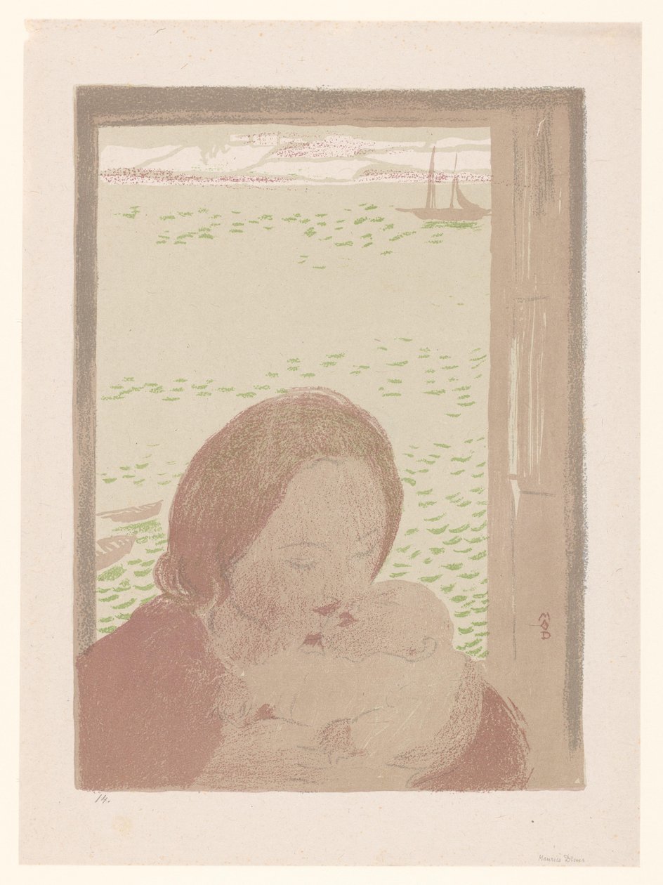 Madre con bambino davanti a una finestra da Maurice Denis