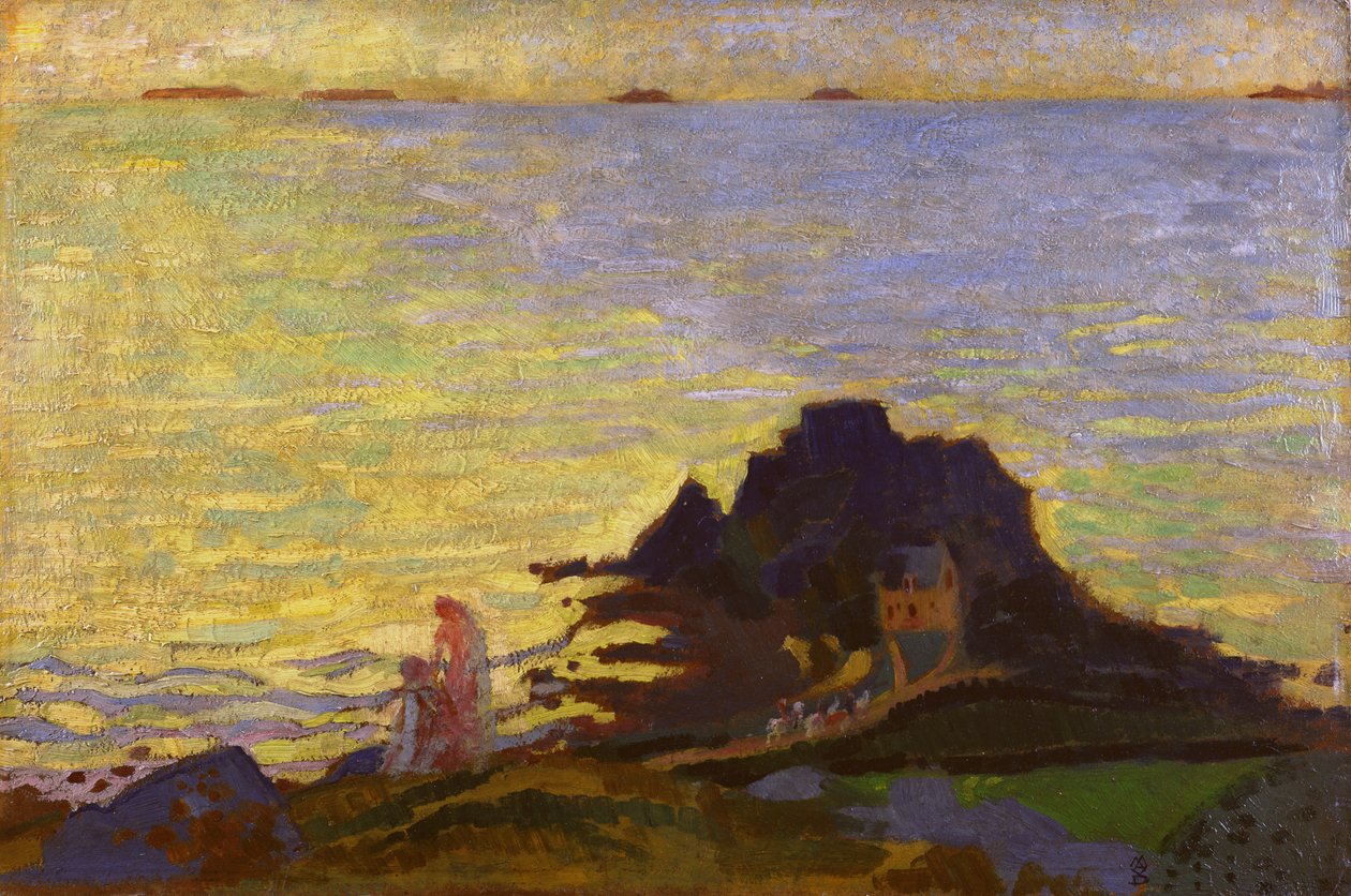 Madre e figlio sopra uno sperone roccioso da Maurice Denis
