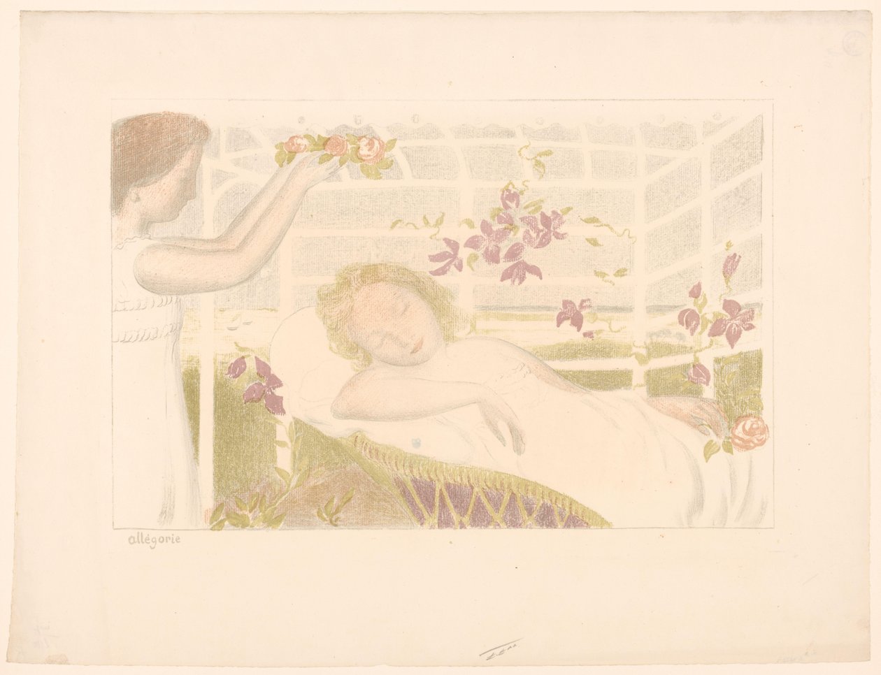 Ragazza addormentata riceve una corona di fiori (Allegoria) da Maurice Denis