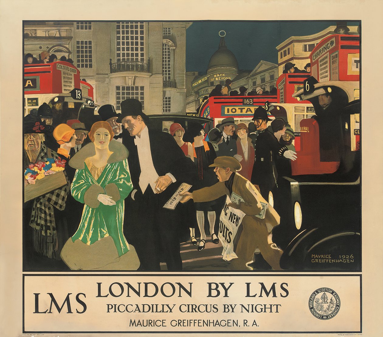 Londra di notte, Piccadilly Circus da Maurice Greiffenhagen