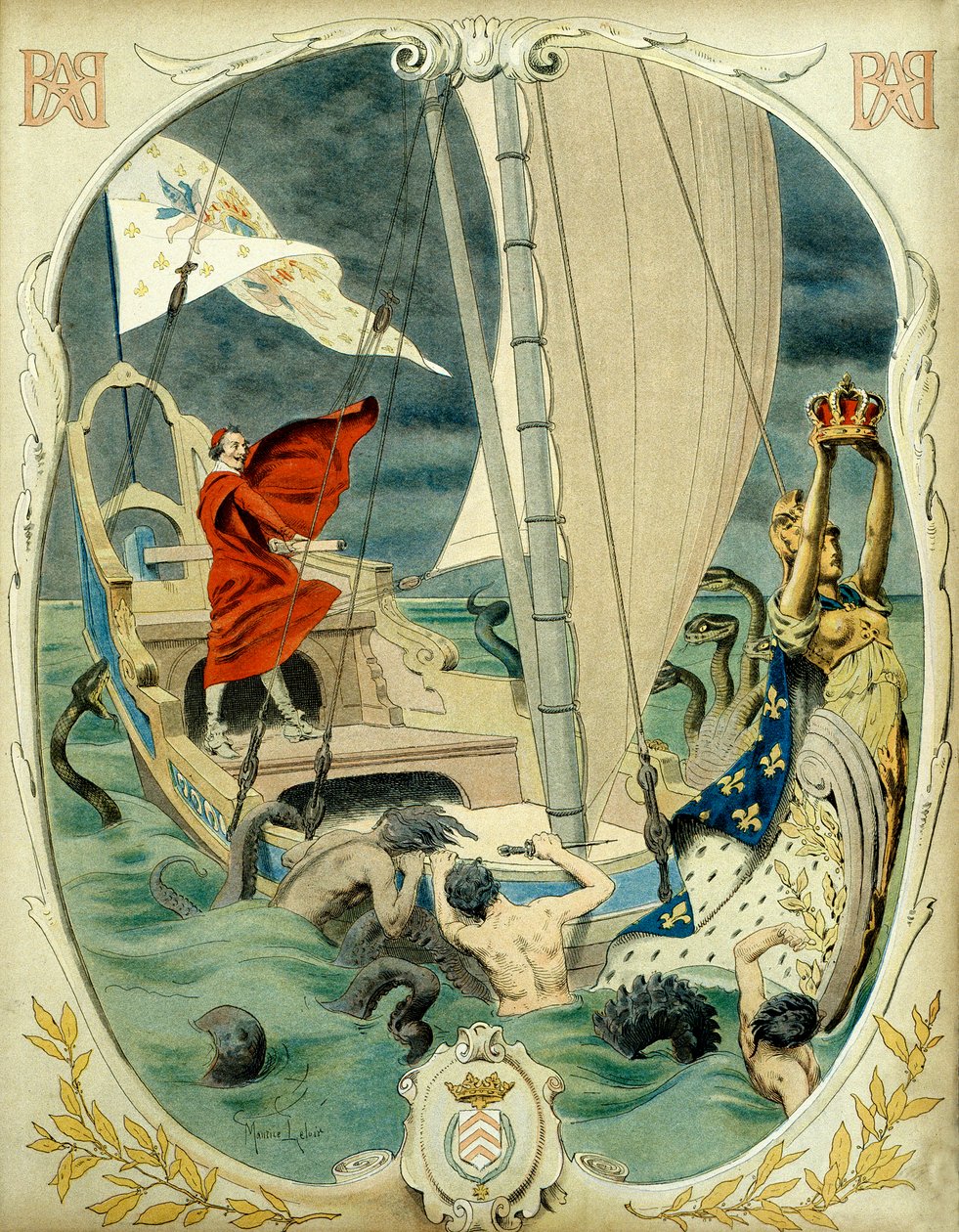 Storia della Francia: rappresentazione allegorica del cardinale Richelieu da Maurice Leloir